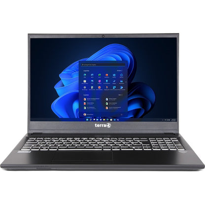 TERRA MOBILE 1516R - Vue de face, écran ouvert, ordinateur portable professionnel
